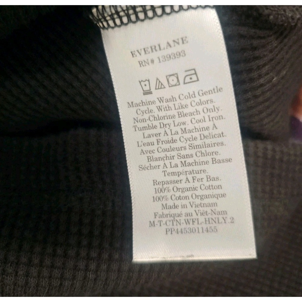 Everlane Men's Henley Waffle Knit Thermal Shirt Size XL Black Organic Cotton - Picture 6 of 7